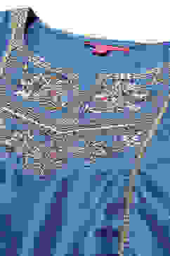 Blue Orange Poly Viscose A-Line Solid Suit Set image number 1