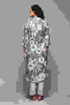 Olive Green LIVA Straight Printed Kurta image number 4