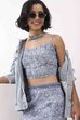 Blue Cotton Floral Lace-Up Back Crop Top image number 0