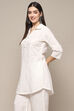 White Cotton Embroidered Straight Short Kurta image number 2