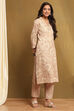Beige Printed Straight Winter wear Kurta Set image number 5
