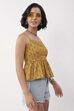 Mustard Cotton Floral Tie-Up Back Top image number 4