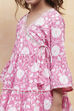 Pink Cotton Angrakha Tiered Kurta Set image number 1