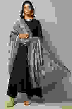 Grey Art Silk Yarndyed Dupatta image number 0