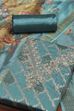 Blue Cotton Printed Embroidered Unstitched Suit Set image number 1