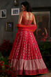Pink and Orange Chanderi Jacquard Lehenga Set image number 4