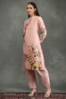 Ivory Silk Chanderi Floral Printed Straight Kurta Set image number 2