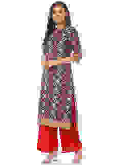 Black Cotton Straight Kurta image number 2