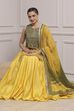 Yellow Olive Cotton Silk Straight Lehenga Set image number 0