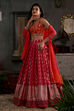 Pink and Orange Chanderi Jacquard Lehenga Set image number 3