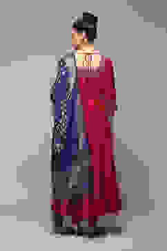 Magenta Poly Brocade Anarkali Yarndyed Kurta Churidar Suit Set image number 4