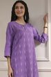 Purple Cotton Ikat Straight Kurta image number 1