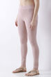 Light Pink Cotton Lycra Solid Fitted Leggings image number 2