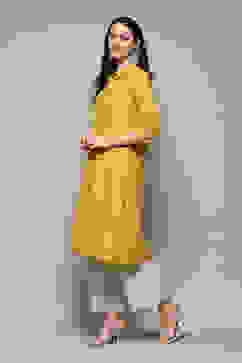 Mustard Natural Doby Straight Yarndyed 2 Piece Set image number 3