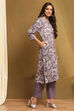 Beige Printed Straight Winter wear Kurta Set image number 5