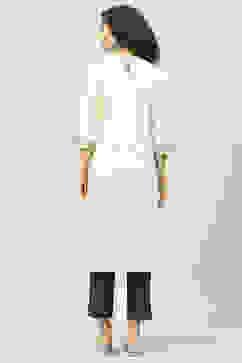 White Acrylic Straight Yarndyed Kurta image number 4