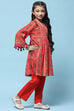 Red Polyester Flared Printed 2 Piece Set image number 5