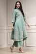 Off-White Cotton Silk Embroidered Kalidar Suit Set image number 5