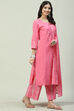 Blush Pink Straight Kurta Palazzo Suit Set image number 4