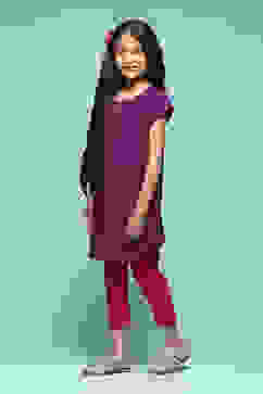 Purple Cotton Straight Solid Kurta Set image number 3