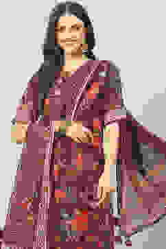 Wine Art Silk Straight Kurta Churidar Suit Set image number 2