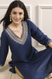 Blue Solid Straight Kurta