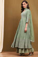 Green Viscose Georgette Embroidered Anarkali Suit Set image number 3