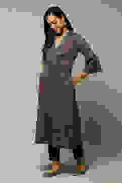 Oil Pink Straight Printed Kurta image number 5