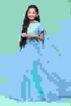 Blue Polyester Embroidered Suit Set image number 5