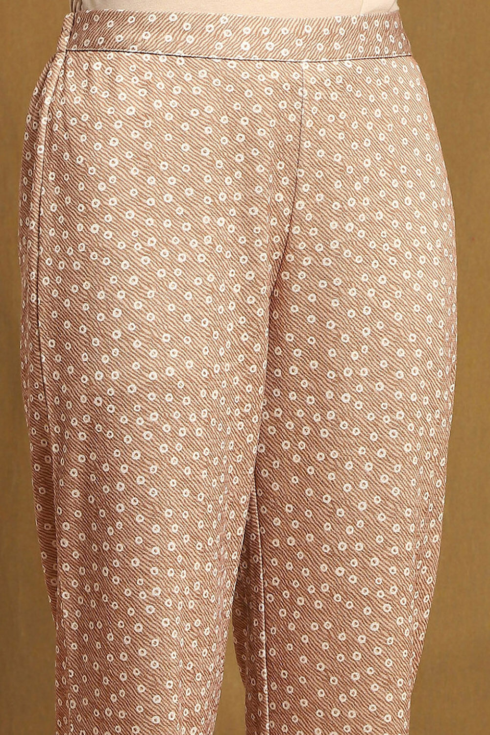 Beige Printed Straight Winter wear Kurta Set image number 2