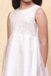 White Organza Embellished Asymmetric Flared Dress image number 1