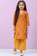 Ochre Art Silk Straight Printed Kurta Set image number 0