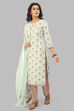 Blue Cotton Screen Print Unstitched Suit Set image number 3