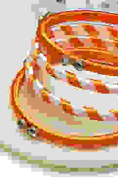 Orange & White Plastic-Thread Bangles image number 1