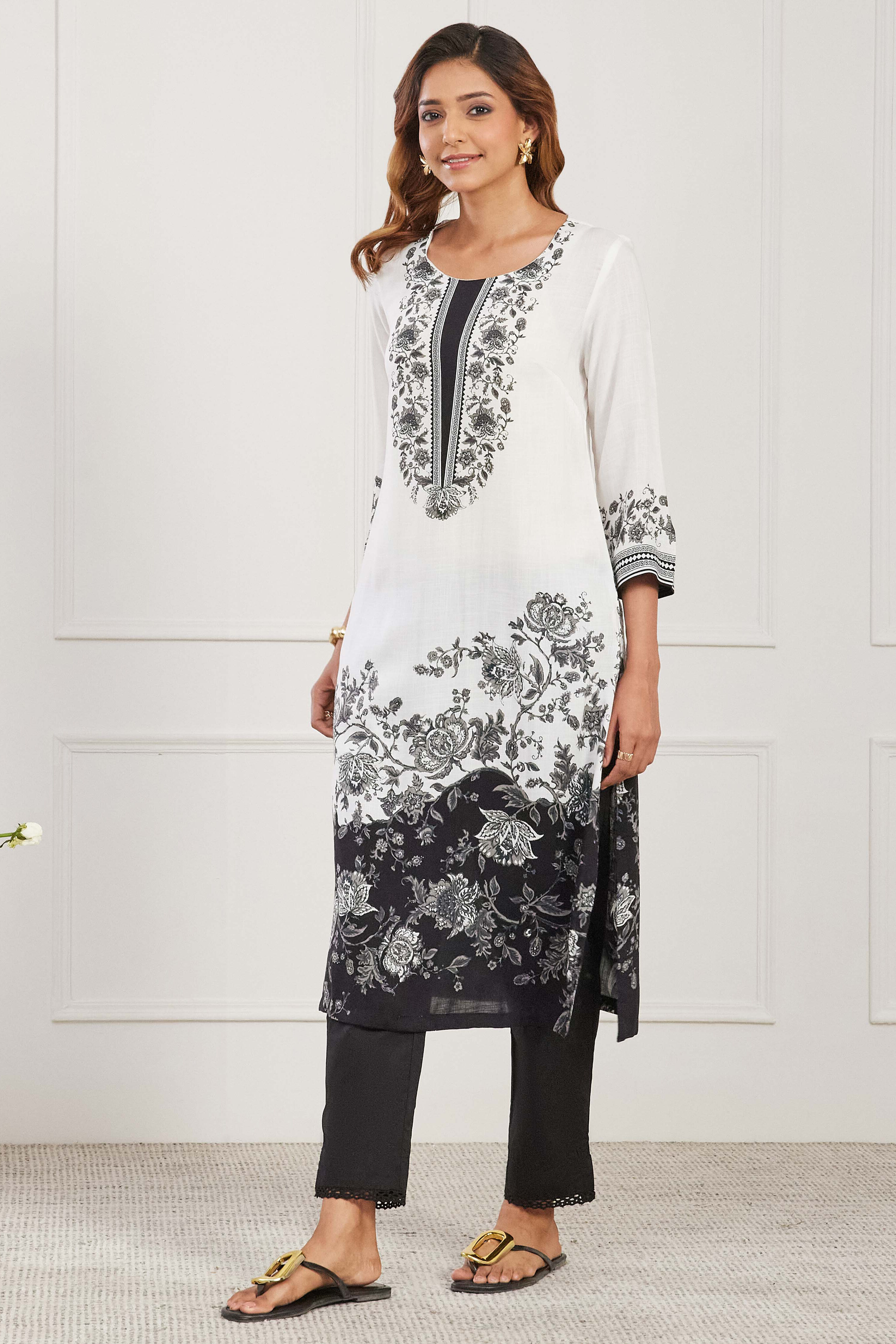 Blue Viscose Rayon Straight Kurta image number 4