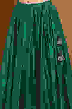 Green Silk Chanderi Festive Flared Lehenga Set image number 3