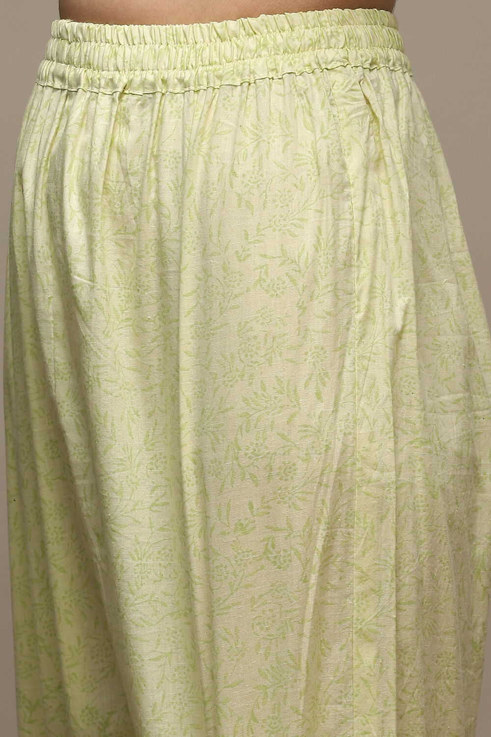 Green Cotton Hand Block Print Unstitched Suit Set image number 3