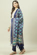 Blue Cotton Machine Embroidered Unstitched Suit Set image number 5