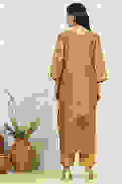 Mustard Chanderi Unstitched Suit Set image number 5