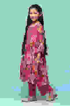 Pink Polyester Gathered Printed 2 Piece Set image number 3