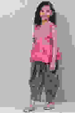 Pink Art Silk Printed Short Top image number 2