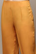 Mustard Cotton Straight Kurta Slim Pants Suit Set image number 2