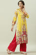 Peach Rayon Straight Printed Kurta image number 2