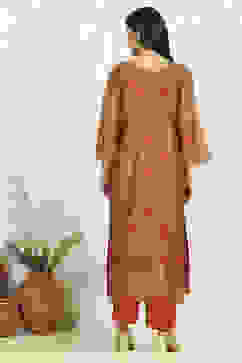 Rust Chanderi Unstitched Suit Set image number 5