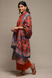 Rust & Indigo Rayon Straight Kurta Palazzo Suit Set image number 5