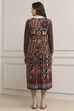 Rust Cotton Blend Flared Printed Dress image number 3