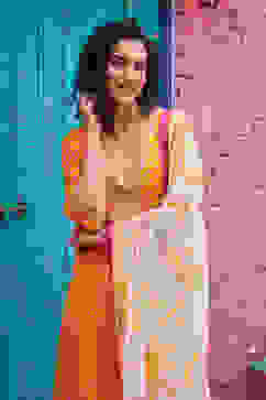 Yellow Viscose Straight Suit set image number 7