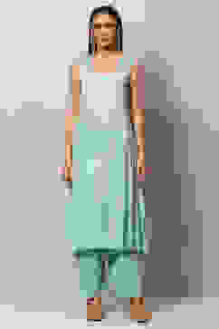 Sea Green Straight Kurta Palazzo Suit Set image number 1