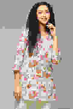 Olive Green Rayon Printed Kurti image number 4