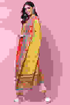 Red Rayon Straight Kurta Flared Palazzo Suit Set image number 5